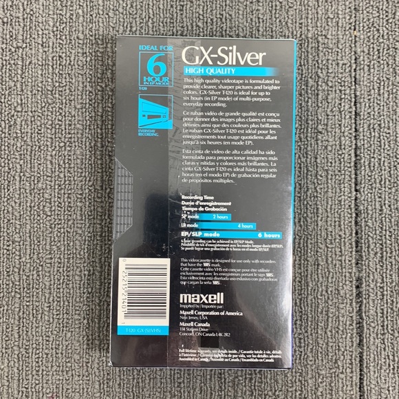 Maxell Videocassette VHS Tape GX-Silver High Quality T-120 6 Hour In EP Mode New - Picture 7 of 10